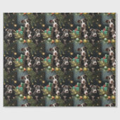 Kerstmis Zwart en Wit Pitbull Pups Cadeaupapier (Vlak)