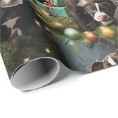 Kerstmis Zwart en Wit Pitbull Pups Cadeaupapier (Rol Hoek)