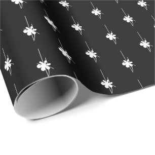 Kerstmis zwart en wit sneeuwvlokken schattig cadea cadeaupapier