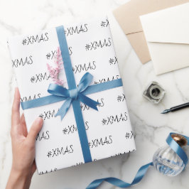 Kerstmis Zwart en Wit Trendy Gepersonaliseerd Cadeaupapier