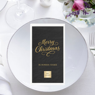 Kerstmis zwart goud bedrijf logo servet