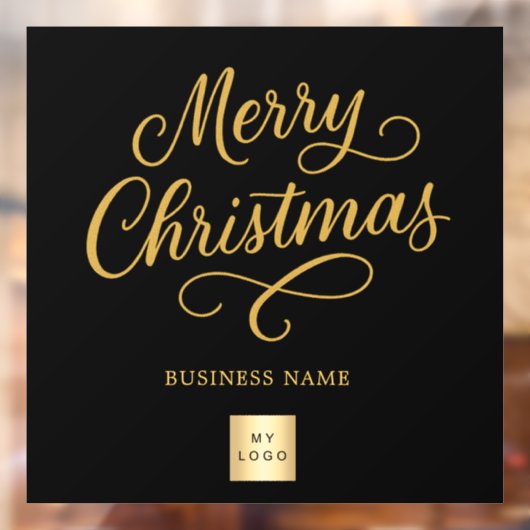 Kerstmis zwart goud bedrijfslogo raamsticker (Vel 2)