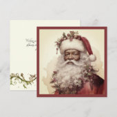 Kerstmis Zwart Kerstman - Rococo Rood & Groen Feestdagenkaart (Voorkant / Achterkant)