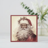 Kerstmis Zwart Kerstman - Rococo Rood & Groen Feestdagenkaart (Staand voorkant)