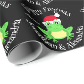 Kerstmis Zwart Kikker Santa Hoed Novelty Naam Cadeaupapier (Rol Hoek)