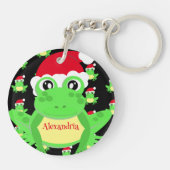 Kerstmis Zwart Kikker Santa Hoed Patroon Nieuwighe Sleutelhanger (Achterkant)