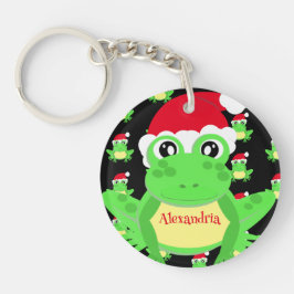 Kerstmis Zwart Kikker Santa Hoed Patroon Nieuwighe Sleutelhanger