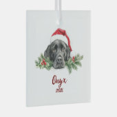 Kerstmis Zwart Labrador Glas Ornament (Voorkant Rechts)