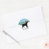 Kerstmis Zwart Labrador Santa Hat Ronde Sticker (Envelop)