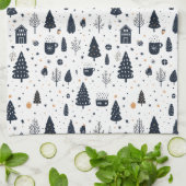 Kerstmis Zwart Neutraal Moderne Minimale Vakantie Theedoek (Gevouwen)