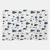 Kerstmis Zwart Neutraal Moderne Minimale Vakantie Theedoek (Horizontaal)