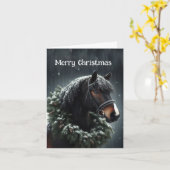 Kerstmis zwart paard krans kaart (Gele Bloem)