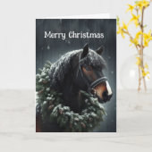 Kerstmis zwart paard krans kaart (Gele Bloem)