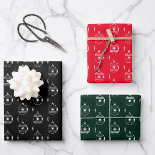 Kerstmis zwart rood donkergroen leuke versieringen inpakpapier vel