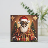 Kerstmis zwart santa cadeaus Vakantie Kaart (Staand voorkant)
