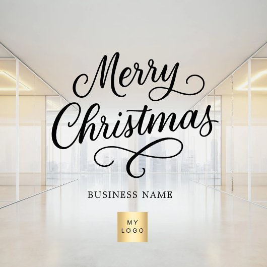 Kerstmis zwart script bedrijf logo helder raamsticker