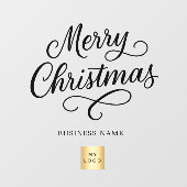 Kerstmis zwart script bedrijf logo helder raamsticker (Vel)