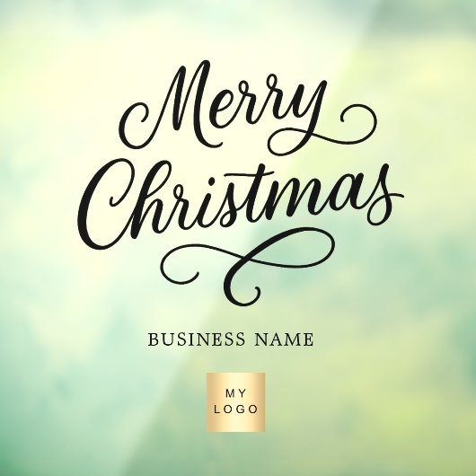 Kerstmis zwart script bedrijf logo helder raamsticker (Vel 3)