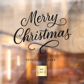 Kerstmis zwart script bedrijfslogo duidelijk raamsticker (Vel 2)