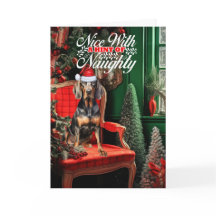 Kerstmis Zwart Tan Coonhound Ondeugend of Mooi