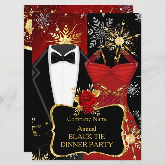 Kerstmis Zwart Tuxedo Dinner Party Rood Smoking Kaart (Voorkant / Achterkant)