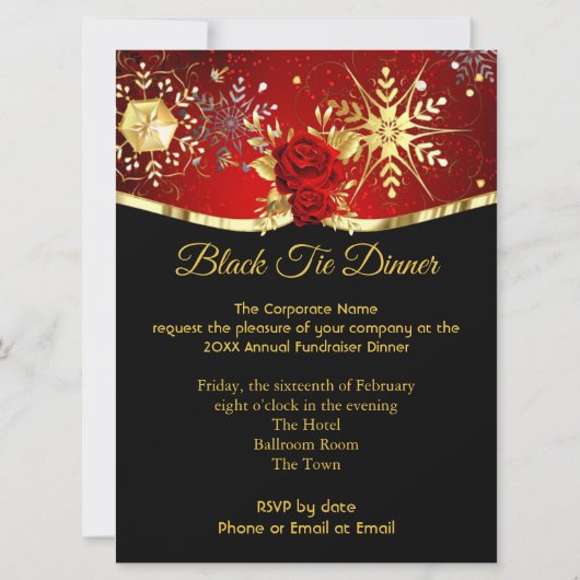 Kerstmis Zwart Tuxedo Dinner Party Rood Smoking Kaart (Achterkant)