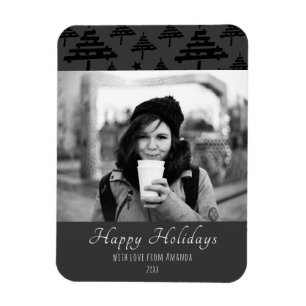Kerstmis Zwart Wit Aangepaste Vakantie Fotokaart Magneet