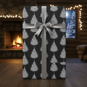 Kerstmis Zwart & Wit Boom Inpakpapier