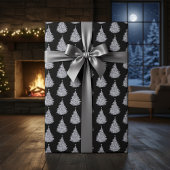 Kerstmis Zwart & Wit Boom Inpakpapier
