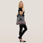 Kerstmis Zwart & Wit Geruit Rendier Aangepaste Naa Tote Bag (Op model)