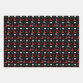 🎾 kerstmis, zwart-wit patroon inpakpapier vel (Voorkant 3)