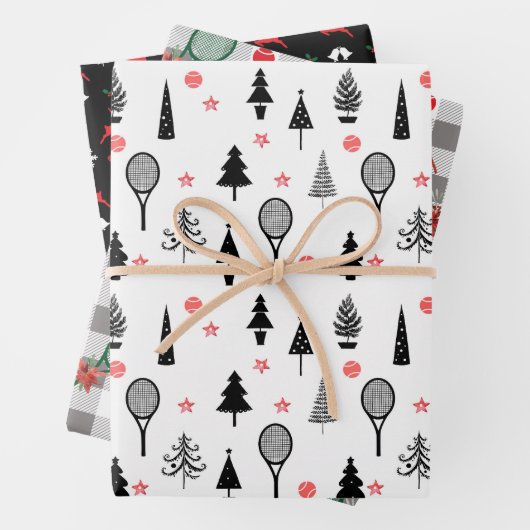 🎾 kerstmis, zwart-wit patroon inpakpapier vel (In situ)