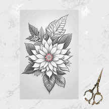 Kerstmis Zwart Wit Poinsettia Lijn Tekening