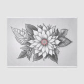 Kerstmis Zwart Wit Poinsettia Lijn Tekening Tissuepapier (Voorkant)