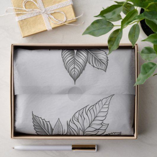 Kerstmis Zwart Wit Poinsettia Lijn Tekening Tissuepapier (Geschenk)