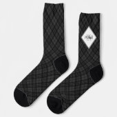 Kerstmis Zwart wit tartan Personaliseer Monogram Sokken (Links)