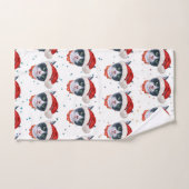 Kerstmis Zwart-Witte Kat Waterverf Handdoek (Handdoek)