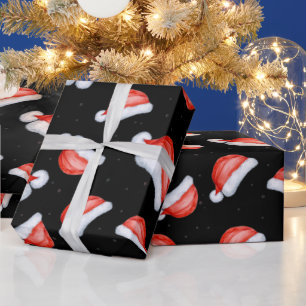 Kerstmis zwarte achtergrond cadeaupapier
