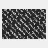 Kerstmis zwarte achtergrond wit schrift inpakpapier vel (Voorkant)