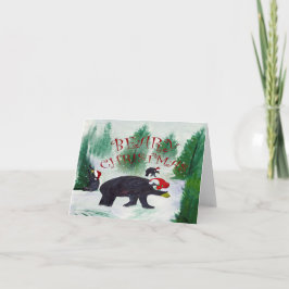 Kerstmis zwarte beer Vakantie wenskaarten. Kaart