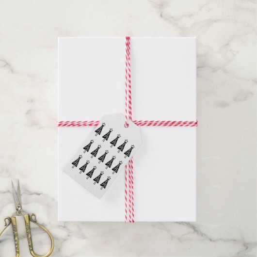 Kerstmis Zwarte Bomen Cadeaubijsluiters Cadeaulabel (Met Touw)