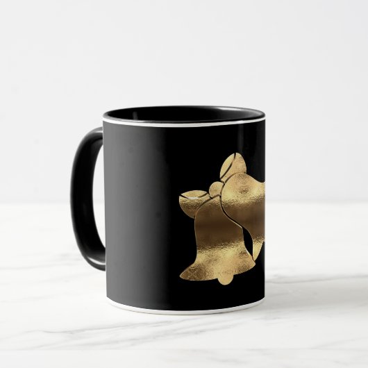 Kerstmis - zwarte en goudfeestjes - elegante Mok (Voorkant links)