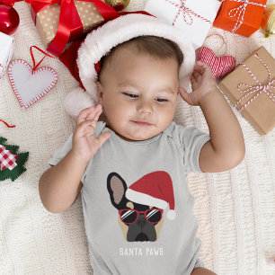 Kerstmis Zwarte en Tan French Bulldog Romper