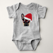 Kerstmis Zwarte en Tan French Bulldog Romper (Voorkant)