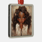 Kerstmis Zwarte Engel Elegantie Metalen Ornament (Rechts)