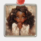 Kerstmis Zwarte Engel Elegantie Metalen Ornament (Voorkant)