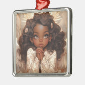 Kerstmis Zwarte Engel Elegantie Metalen Ornament (Links)