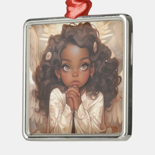 Kerstmis Zwarte Engel Elegantie Metalen Ornament (Links)