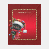 Kerstmis Zwarte Kat Fleece Deken (Voorkant)