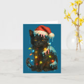 Kerstmis Zwarte Kat Ijs Drip Kerstman Hoed Cute Kaart (Gele Bloem)